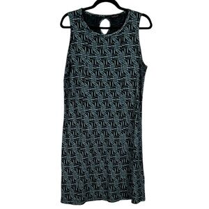 Fresh Produce Beach Casual Floral Geometric Cotton Sleeveless Dress Medium Blue